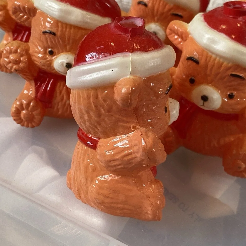 Vintage Christmas Teddy Bear Blow Mold Light Covers 3